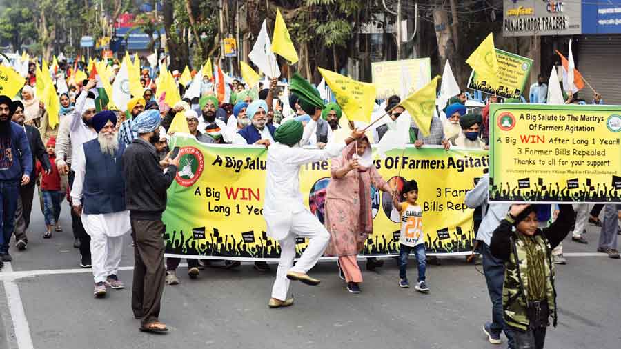 A rally by Sikhs on Sunday to celebrate the repeal of the three farm laws