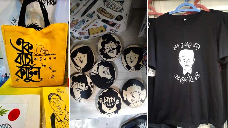 Quirky collectibles like tote bags, fridge magnets and t-shirts are for sale