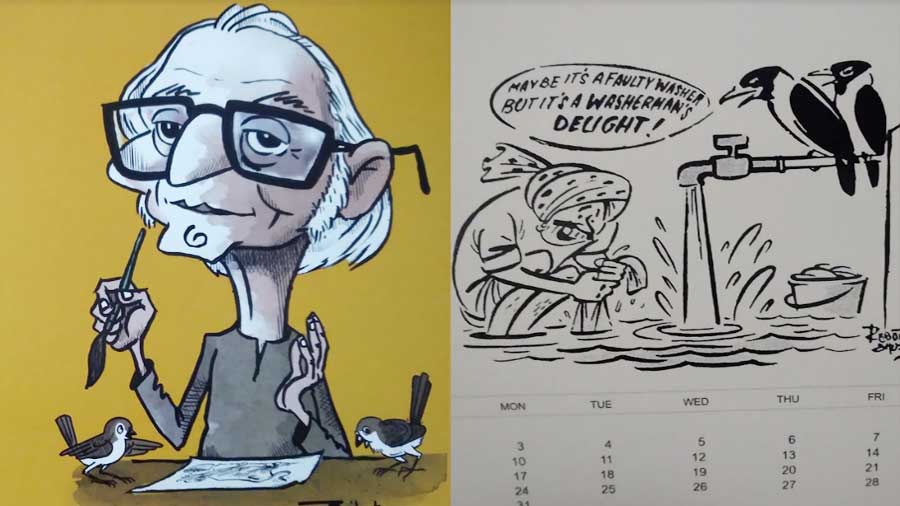 Since the fair is dedicated to Rebati Bhushan Ghosh, there are collectibles and memorabilia dedicated to him, including calendars with his drawings