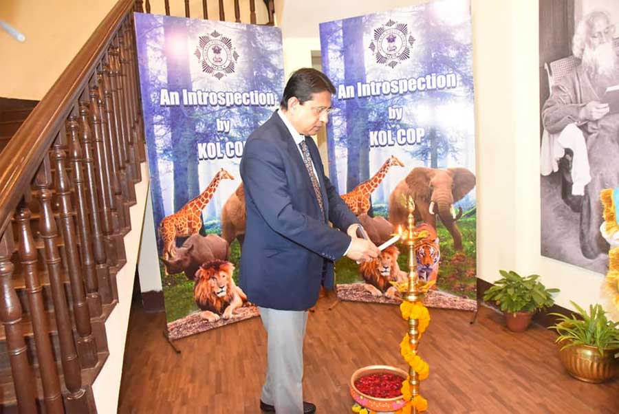 Kolkata police commissioner Soumen Mitra inaugurates a wildlife photography exhibition at the Limelight building on Ripon Street on Saturday 