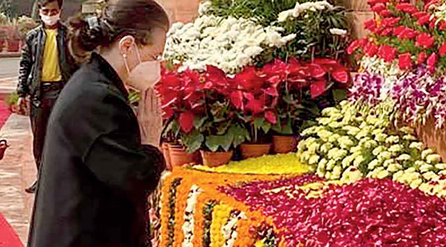 Sonia Gandhi on Monday pays tribute to those who were killed in the attack on Parliament on December 13, 2001.