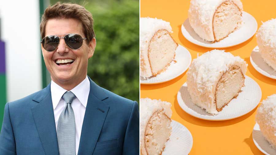 Tom Cruise and the coconut and white chocolate bundt cake from Doan’s Bakery he sends to 300 of his friends on Christmas