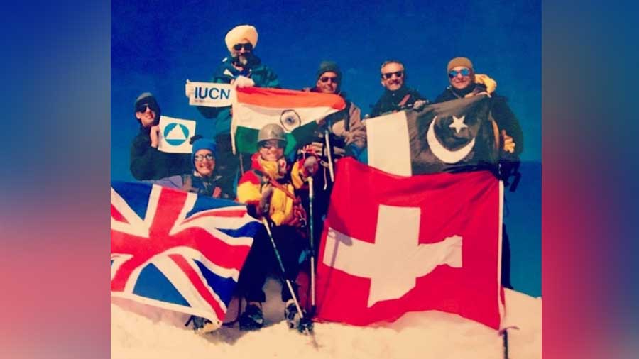 Mandip took part in a ‘Climb for Peace’ at the Swiss Alps in 2002