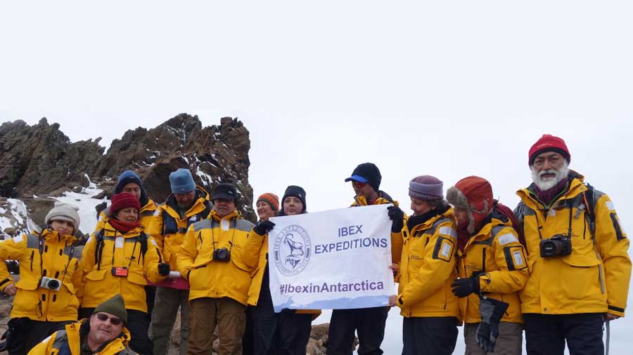 Mandip (extreme right) at Antarctica in 2017