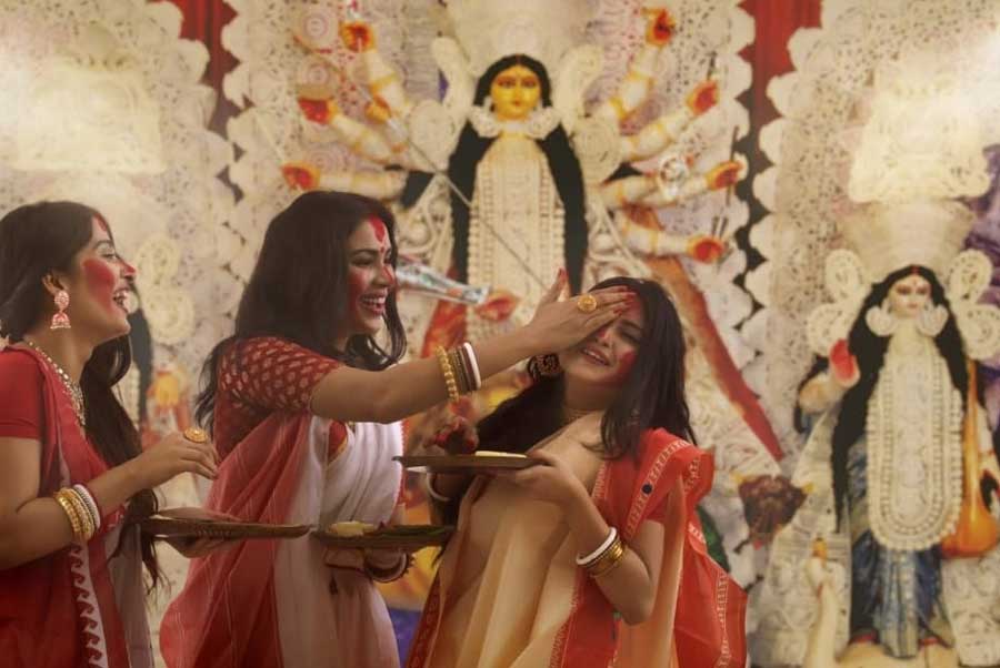 FESTIVAL HONOUR: The official account of the ministry of culture on Facebook uploaded a photograph on Wednesday, December 15, showing three women smearing vermilion powder on each other as part of an age-old tradition of bidding adieu to goddess Durga. Unesco announced the inclusion of Kolkata’s Durga Puja to its ‘intangible cultural heritage of humanity’ list on the same day. Notably, the Toy Train in Darjeeling is also a tangible heritage on the Unesco list.