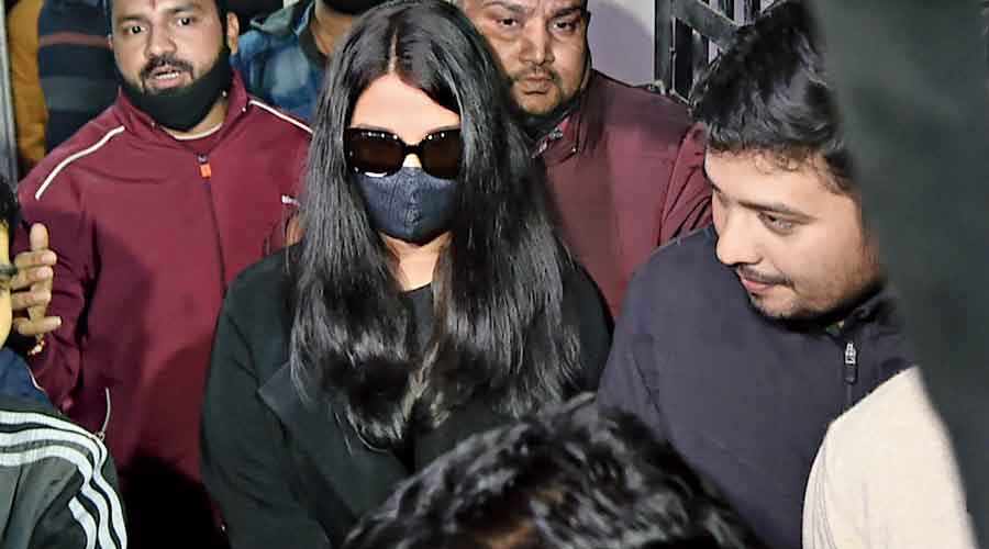 Aishwarya leaves the Enforcement Directorate office in  New Delhi on Monday.