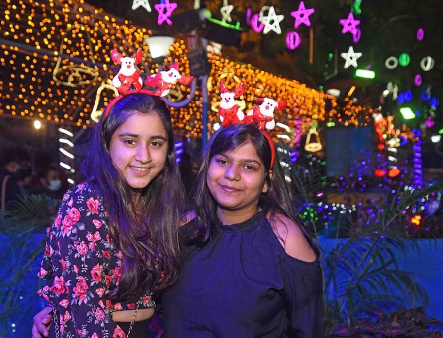 “We’re here to experience the Christmas vibe because you won’t get a better vibe than Park Street,” said friends Nikita (left) and Somya. It was Nikita’s first time at the Kolkata Christmas Festival and she “loved it”.