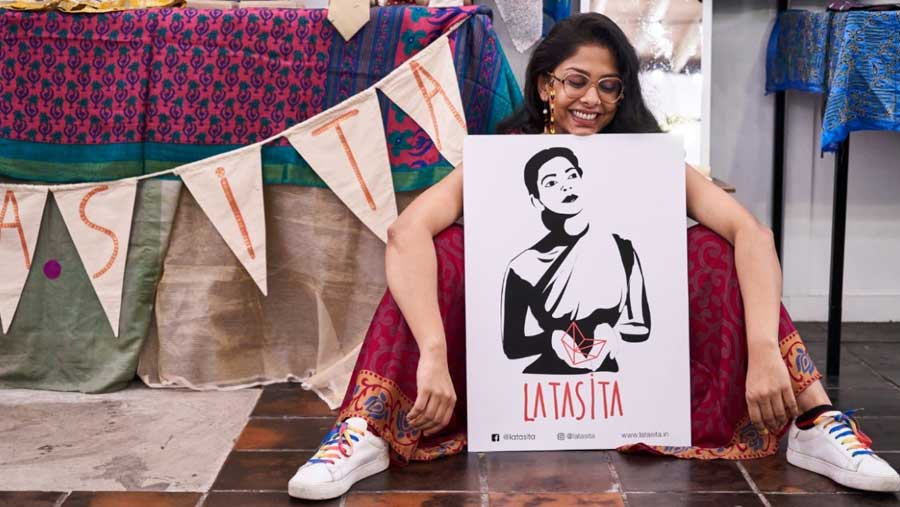 Meghna Nayak at a LataSita exhibition in Camden, London