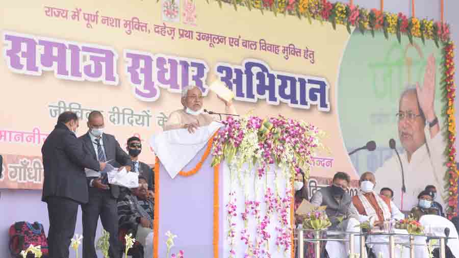 Bihar CM Nitish Kumar at the launch of the campaign in Motihari on Wednesday