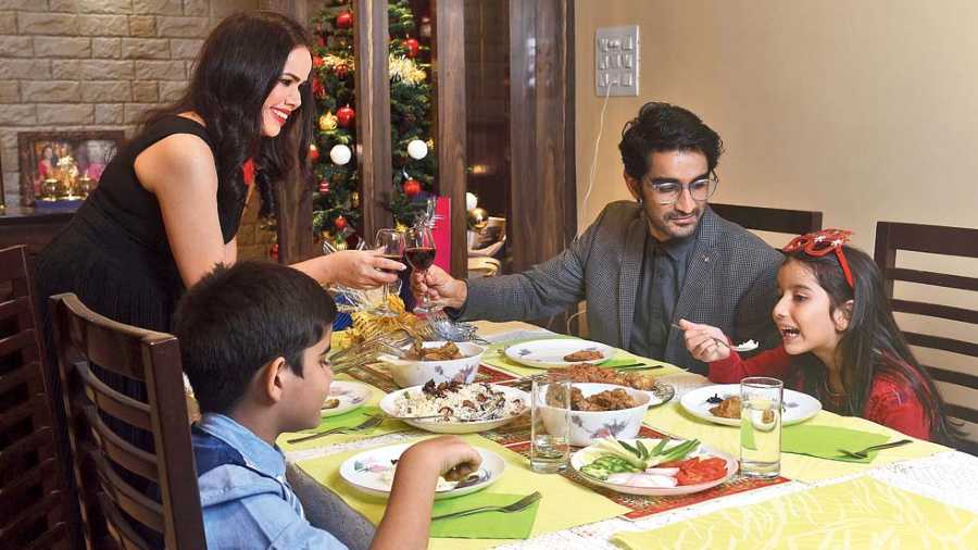 Jessica and Neeraj enjoyed the meal with kids Vivaan, Kaira, and, The Telegraph!