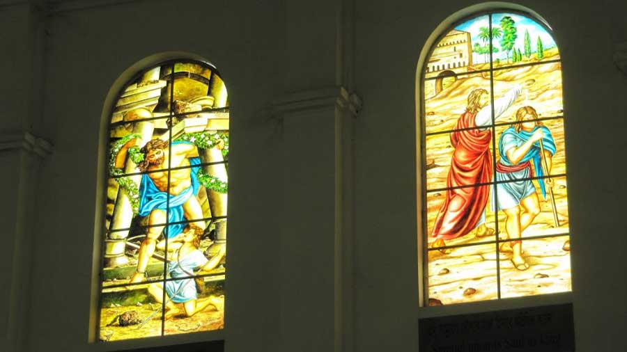 Scenes from the Bible Painted on Windows