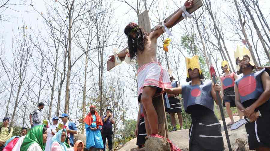 CROSS TALES: File picture of an enactment of the crucifixion on the occasion of Good Friday 