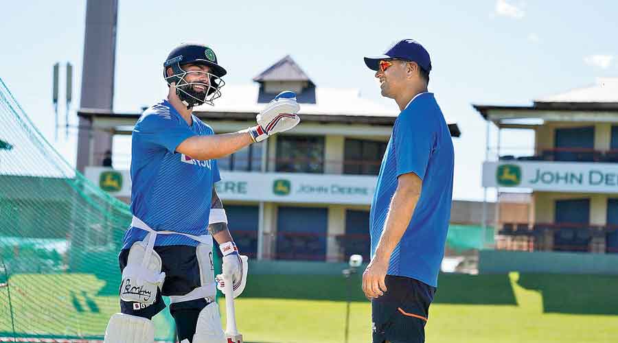 India captain Virat Kohli with head coach Rahul Dravid in Centurion on Saturday, the  eve of the Boxing Day Test against South Africa.