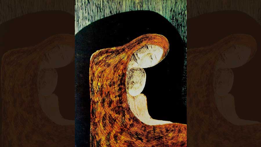 Mother and child: A painting by Rabindranath Tagore.