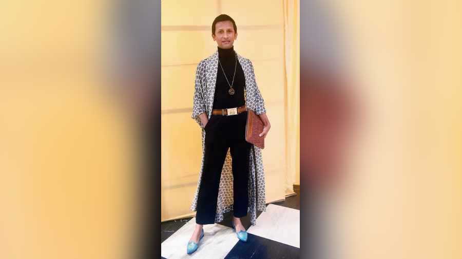 Rajesh Kachhap was one headturner on Day One at TIS! He teamed his lounge jacket from Sabyasachi x H&M collection with a high-neck tee and a trouser from Zara. He capped it off with shoes and belt from Toramally.