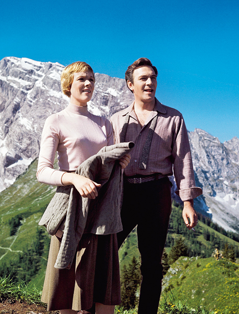 Christopher Plummer with Julie Andrews on the sets of The Sound of Music