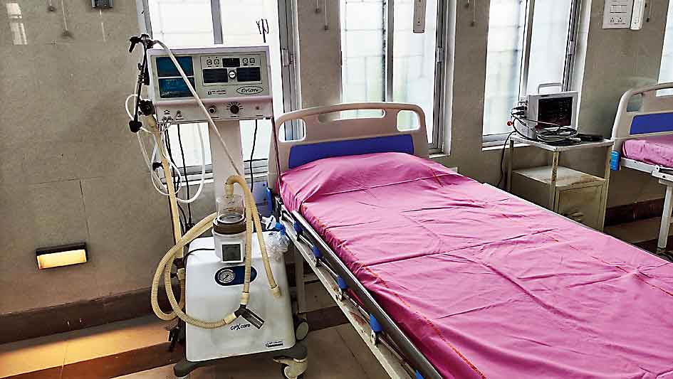 A bed in the critical care unit at the Bidhannagar Subdivisional Hospital on Monday. 