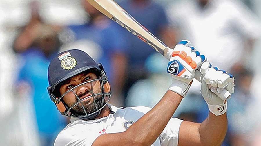 Rohit Sharma during his innings of 161 on Day I of  the second Test at the  MA Chidambaram Stadium in Chennai on Saturday. 