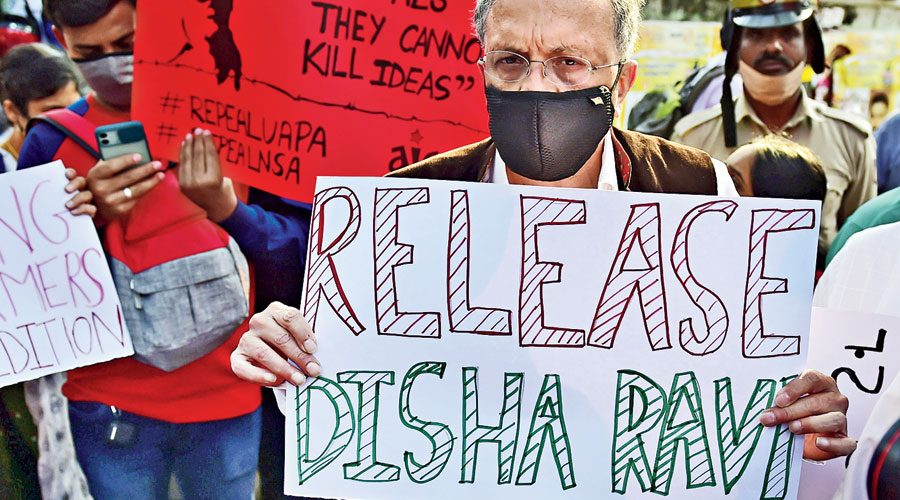 Historian Ramachandra Guha at the protest in Bangalore on Monday.