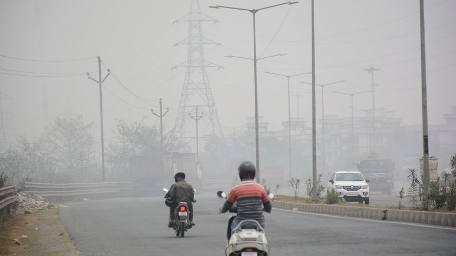 Haze over Marine Drive area at Sonari in Jamshedpur on Friday. 