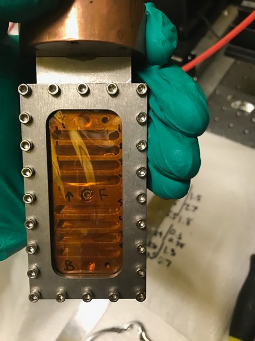 This holder was designed as a safe way to take spectroscopic measurements