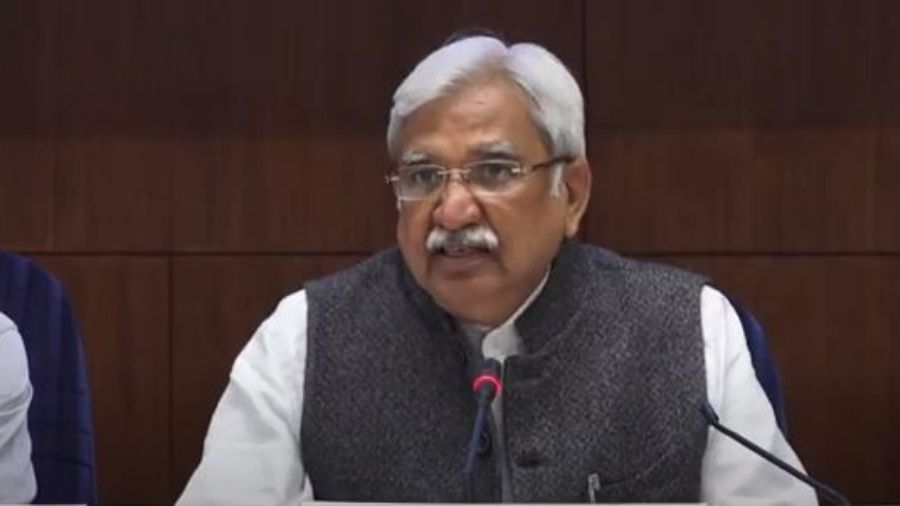 Chief Election Commissioner Sunil Arora addresses a press conference to announce the poll dates for five states and Union Territories, at the Vigyan Bhawan in New Delhi on Friday.