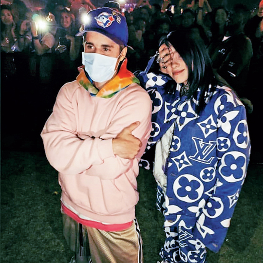 Billie Eilish with Justin Bieber at Coachella music festival in April 2019 