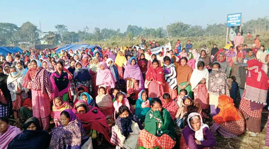 Villagers attending an open meet at the protest site