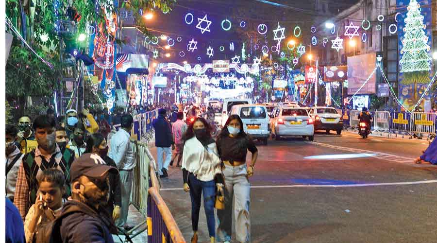 An illuminated Park Street around 6.30pm on New Year Eve