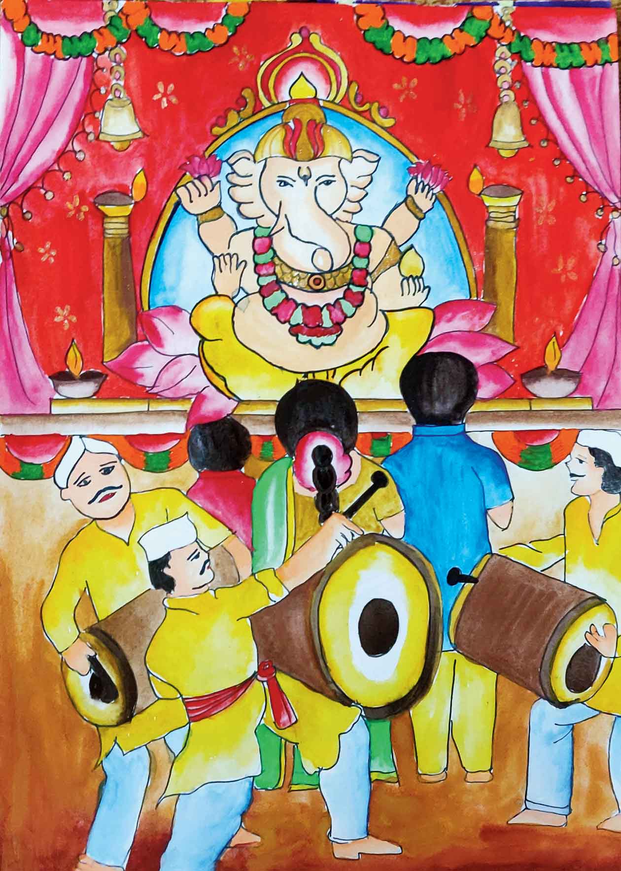 How to Draw God Ganpati #Ganpati Bappa Drawing with Pastels #School  Competition by Arty's Corner - You… | Soft pastels drawing, Pastel drawing, Drawing  competition