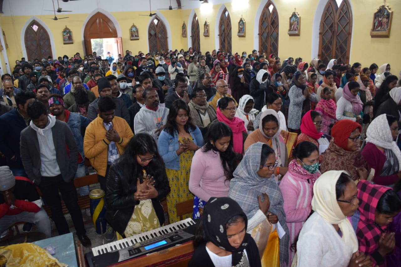 Mass congregation at the St.  Anthony Church in Dhanbad on Friday on the occasion of New Year's Day.