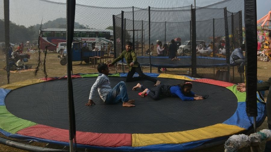 Children indulge in some outdoor fun at Dimna near Jamshedpur on Friday.