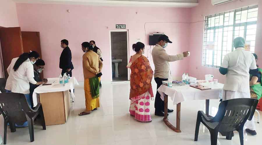 A moment from the dry run being conducted at Sonapur district hospital