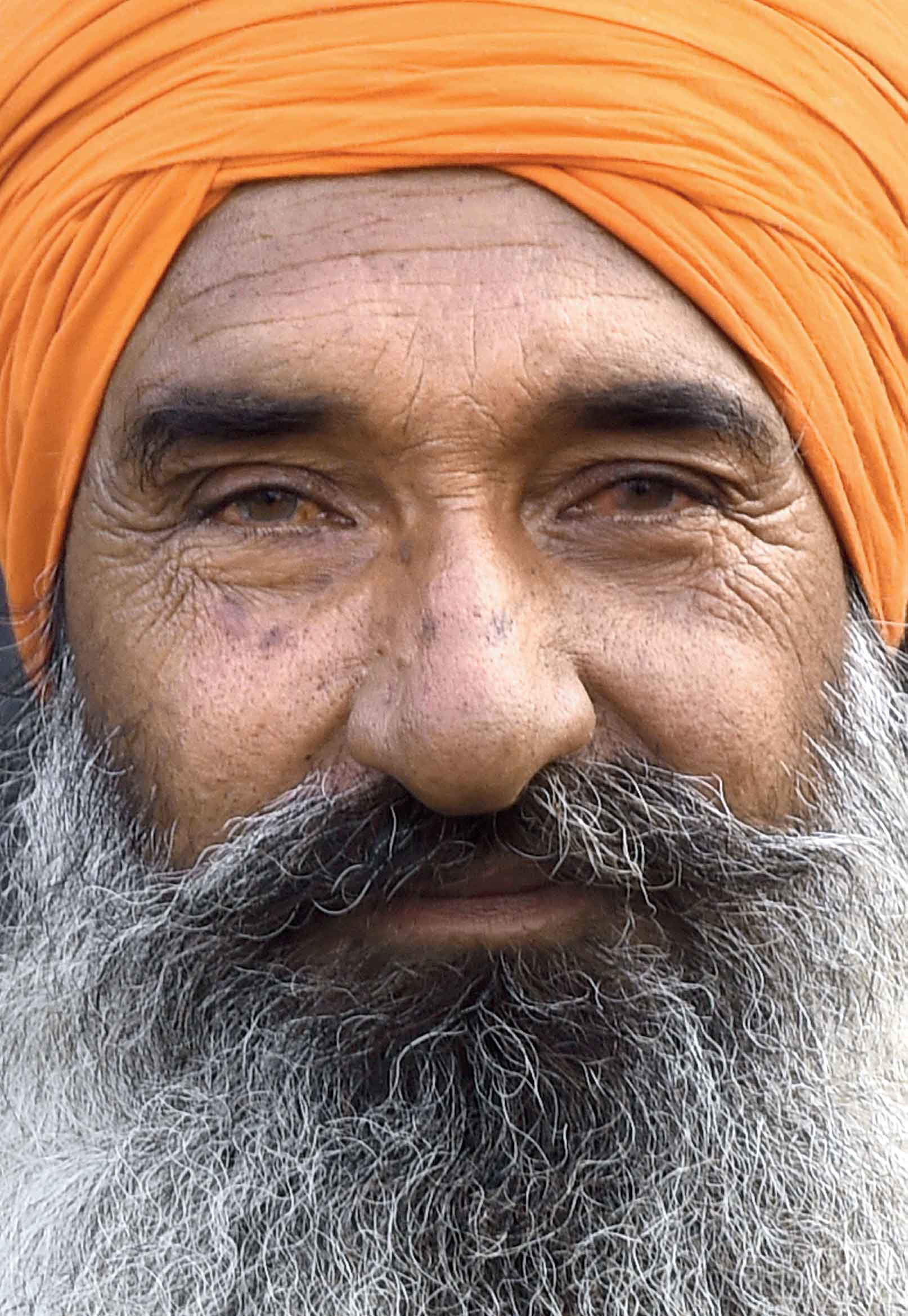 A protester at the Singhu border Wednesday