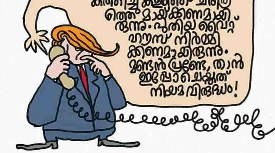 Donald Trump - Malayalam cartoon with US President at the centre of a riot  storm - Telegraph India