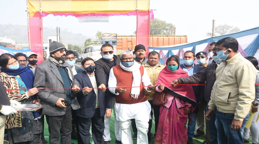 Tundi MLA Mathura Prasad launches the vaccination drive at a primary health centre in Dhanbad.