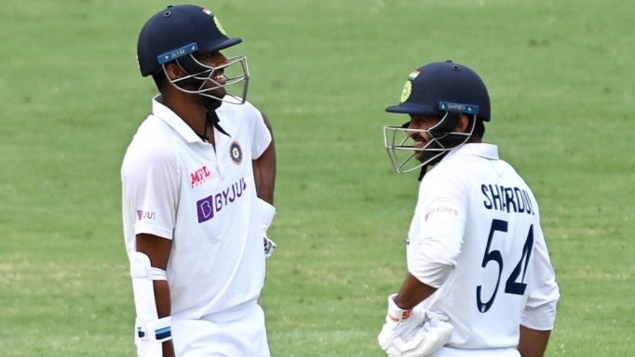 Washington Sundar and Shardul Thakur during the match at Brisbane on Sunday.