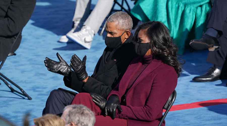 Former President Barack Obama and Michelle Obama attend the presidential inauguration ceremony of Joe Biden