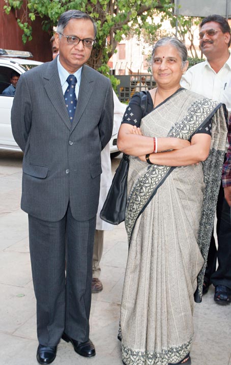 Sudha Murty, with husband Narayana Murthy