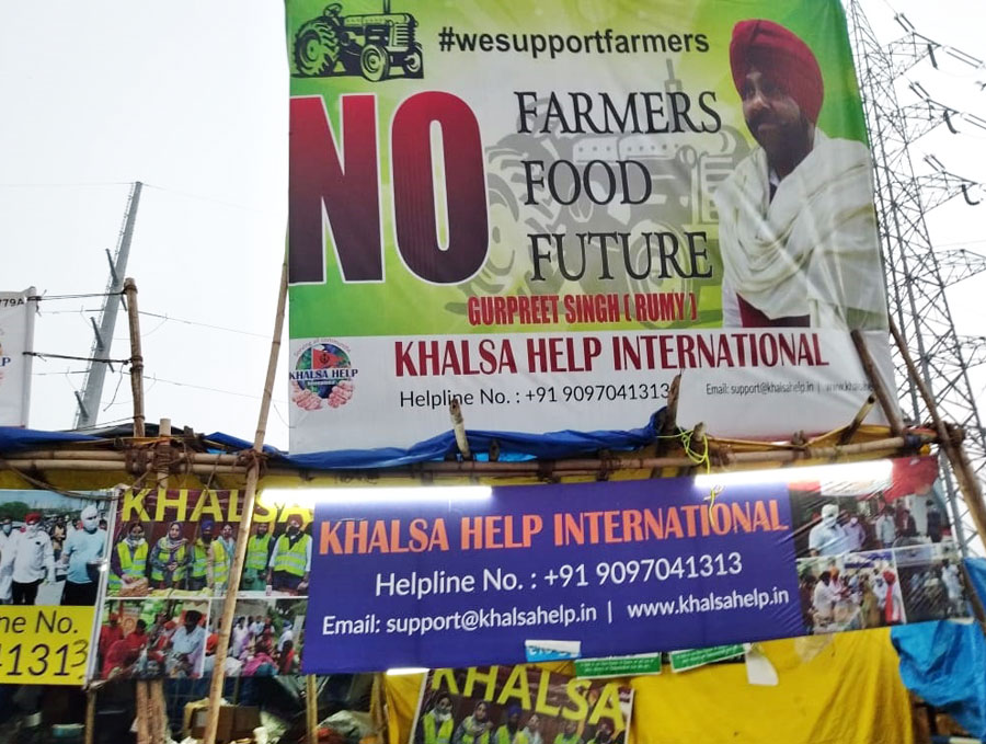 Banners at the Ghazipur protest site.
