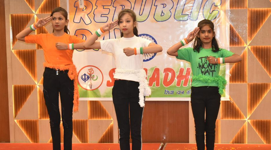 Volunteers of Samadhaan perform cultural programme during the Republic Day function in Dhanbad on the eve of Republic Day on Monday.