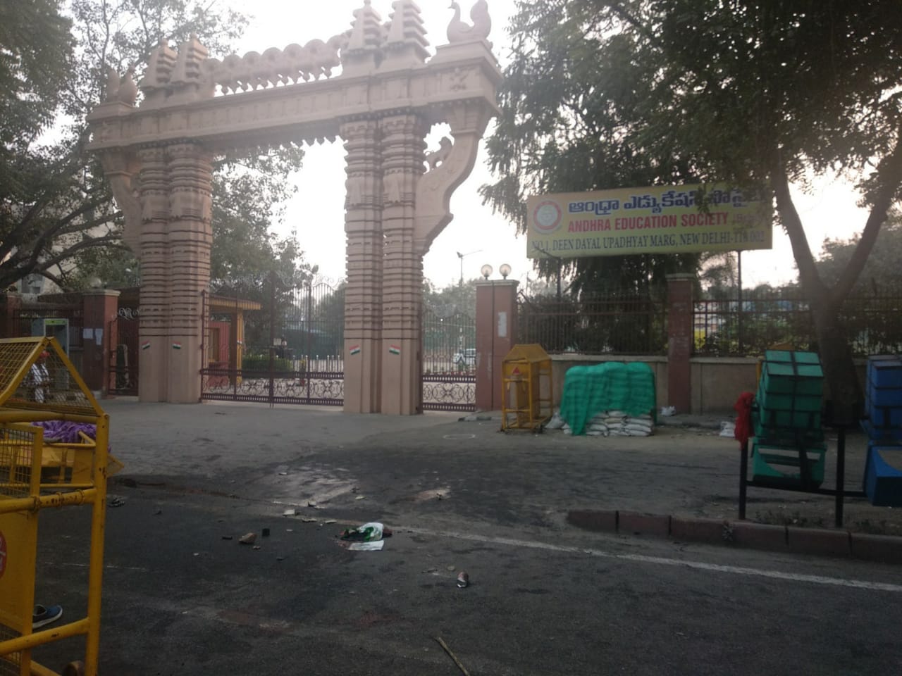 The spot in front of Andhra Education Society, next to Gandhi Peace Foundation office, where Navdeep died in Delhi on Tuesday. 