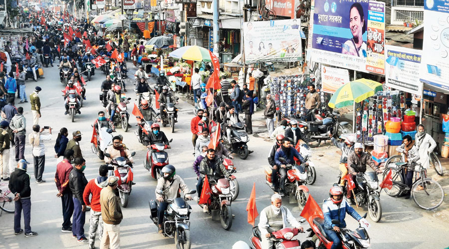 A bike rally at Krishnagar.