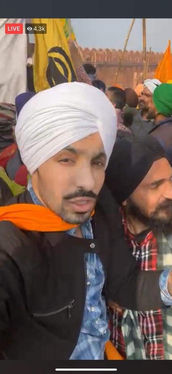 A purported screengrab of actor Deep Sidhu, where he is seen storming the Red Fort on Tuesday.