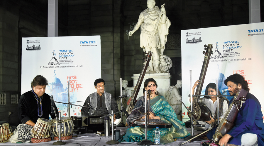 Singer Kaushiki Chakraborty performs on the inaugural day.