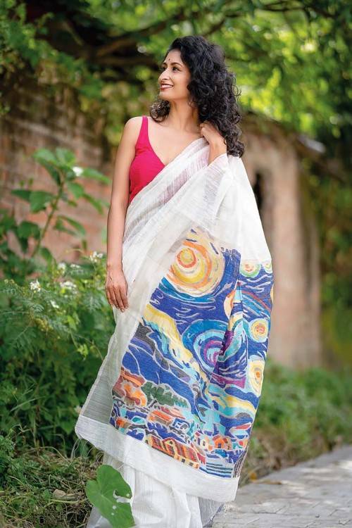 The Starry Night sari