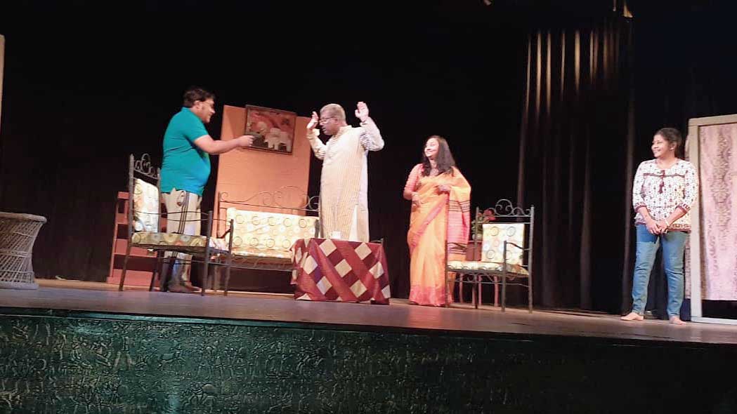A scene from Hay Kopal, presented by the theatre group Britya at Rabindra Okakura Bhavan before the current restrictions were imposed