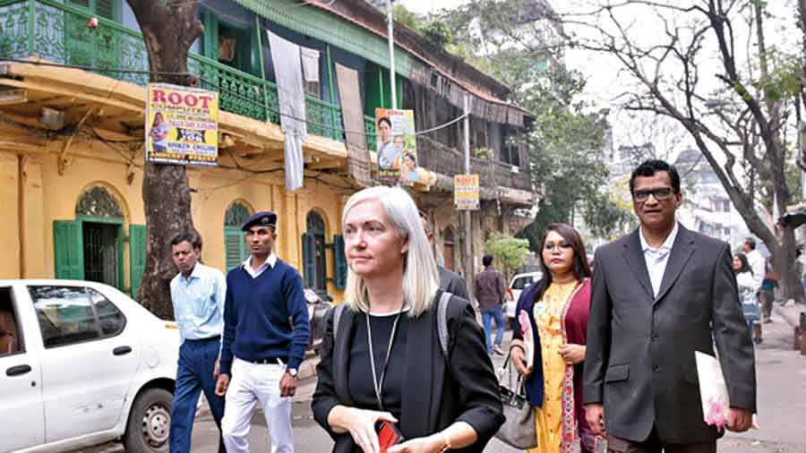 Patti Hoffman on a tour of Northern Calcutta in February 2020.  