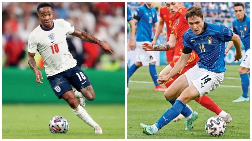 Both England’s Raheem Sterling (left) and Italy’s Federico Chiesa (Right) have the potential to score eye-popping goals