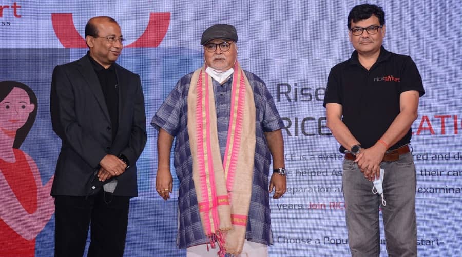 (Left to Right) Professor Samit Ray, (Chairman RICE Group and Chancellor Adamas University) with Partha Chatterjee and Chandan Majumdar (CEO RICE Group)